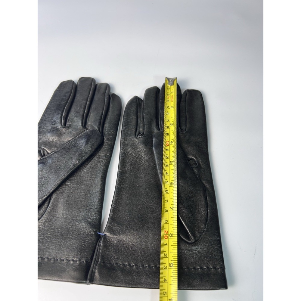 Vintage Mens Black Leather Lined Dress Gloves Size 9.5 Three Stitch Detail - Picture 5 of 6
